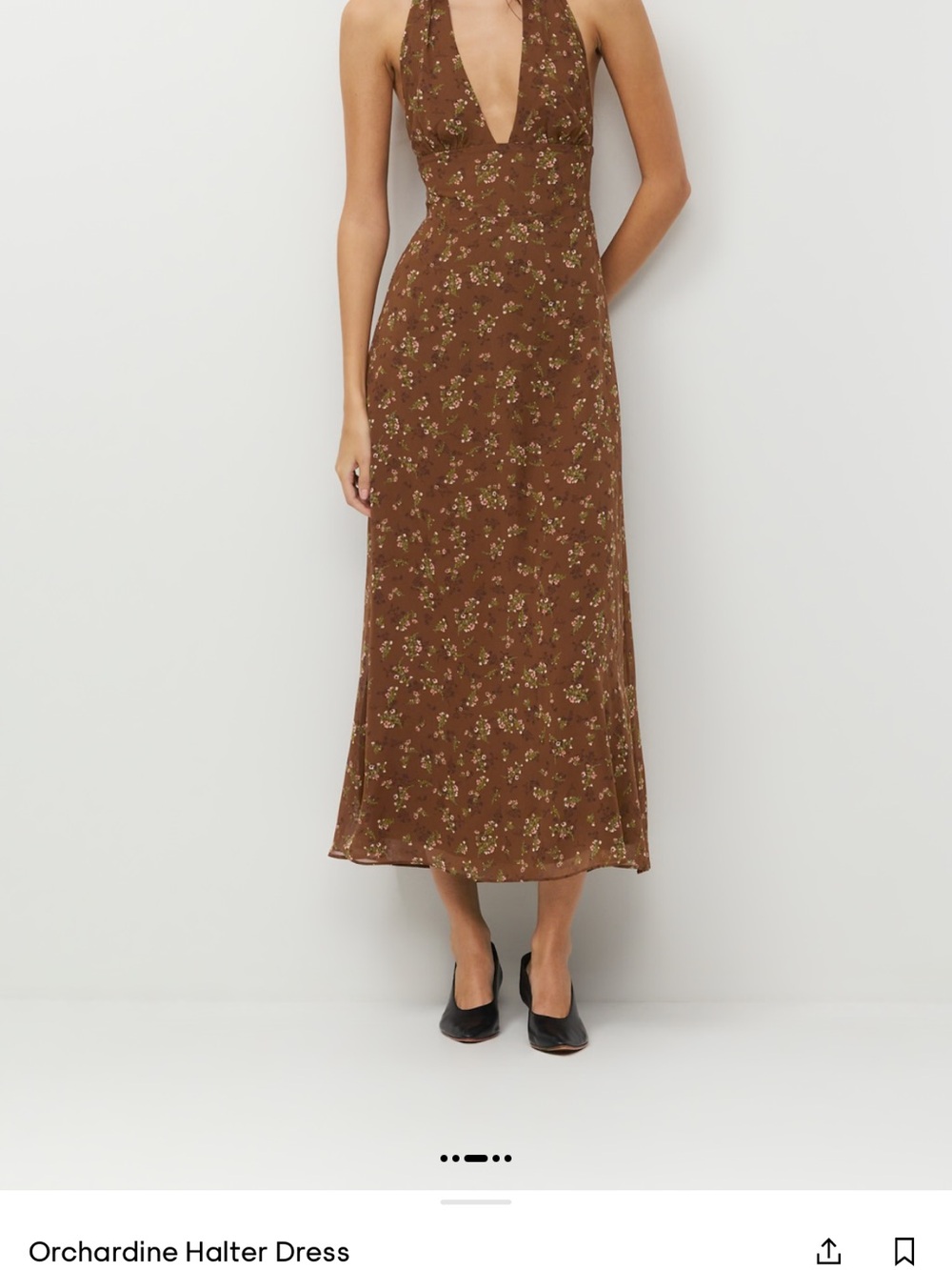 Aritzia Orchardine Dress Brown Floral size XS